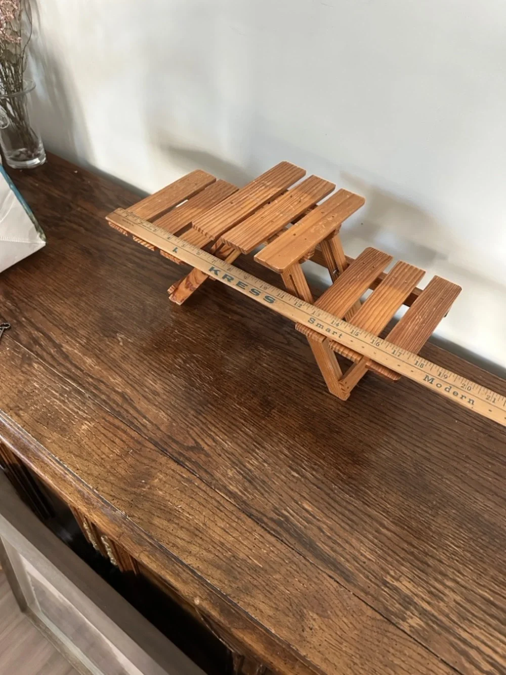 Miniature Wooden Picnic Table - Natural Wood